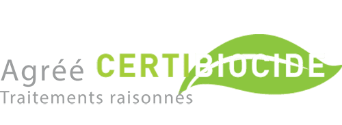 Logo de la certification Certibiocide de l'entreprise RDrone Concept, applicateur agréé en Ariège.